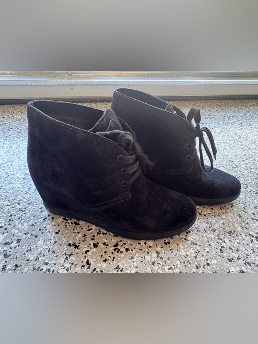 Prada suede black hidden wedge ankle boots women’s 37 pre owned